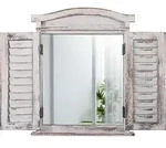 WANDSPIEGEL MIT FENSTERL&Auml;DEN Wei&szlig;