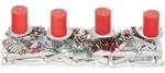 ADVENTSKRANZ L&Auml;NGLICH HOLZ KERZEN ROT Wei&szlig;, Rot