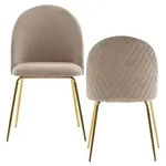 Stuhl 2er-Set in Beige Samt