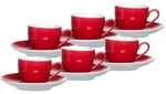 ESPRESSOTASSEN UND -UNTERTASSEN Doppio Rot 80 ml 6er Set