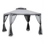 GARTENPAVILLON Metall+Polyester Hellgrau