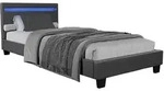 POLSTERBETT Paris mit Matratze und LED dunkelgrau 90x200cm