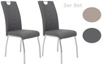 Stuhl-Set Andrea S Grau Lederlook