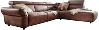 ECKSOFA MIT MOTORISCHER SITZTIEFENVERS. RISO Braun Leder