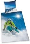 Herding Young Collection Bettw&auml;sche-Set, Skifahrer-Wendemotiv, Kopfkissenbezug 80 x