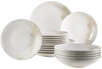 M&auml;ser Teller-Set, Steinzeug Ossia, 6 Personen, Wei&szlig; / Beige