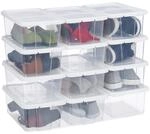 Relaxdays Schuhboxen Kunststoff, 12er Set, stapelbar, durchsichtige