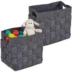 Relaxdays Aufbewahrungskorb 2er Set, Faltbare Regalbox, Bad, Spielzeug, HxBxT:
