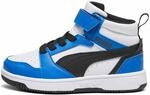 PUMA Unisex Kinder Rebound V6 Mid Ac+ Ps Sneaker, White Black Racing Blue, 33 EU
