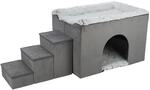 TRIXIE H&ouml;hle Harvey mit Treppe, 154 &times; 60 &times; 60 cm, grau/wei&szlig;-schwarz