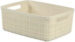 Curver Jute Korb aus 100% recyceltem Kunststoff, rechteckig, 5 l, Gebrochenes Wei&szlig;,
