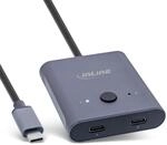 Inline USB-C Switch, bidirektional (Daten & Video), 2-in-1 Out / 1-in-2 Out,