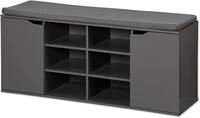Kesper | Schuhschrank mit Sitzkissen, 103 x 48 x 30,5 cm, Grau | 1591913