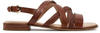 CAPRICE Damen Sandalen flach aus Leder mit Fußbett, Braun (Cognac Nappa), 37 EU