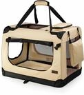 lionto Hundetransportbox, Faltbar, f&uuml;r Reise & Auto, 82x58x58 cm, Beige