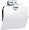 tesa KLAAM Toilettenpapierhalter mit Deckel, verchromt - WC-Rollenhalter zur