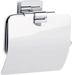tesa KLAAM Toilettenpapierhalter mit Deckel, verchromt - WC-Rollenhalter zur