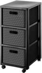 Rotho Country Rollcontainer mit 3 Schubladen in Rattan-Optik, Kunststoff (PP)