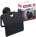 tesa Moon Black Toilettenpapierhalter mit Deckel, matt schwarz -...