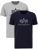 Alpha Industries Basic T 2 Pack T-Shirt für Herren Grey.Heat/Rep.Blue
