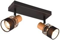 Trio Leuchten Spotbalken Nandini 811700232, Metall Schwarz matt, Holz, Schirm