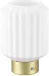 Reality Leuchten LED Akku Tischleuchte Lord R57761101, Metall Messing matt, Glas