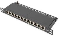 DIGITUS Cat-6A Patchpanel - 12 Ports - RJ45-Buchsen - 10-Zoll Rack-Mount 0.5HE...