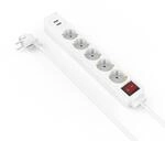 Hama Steckdosenleiste 5-Fach, USB A, mit Schalter, 1,4m (Steckdosenleiste mit