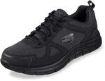 Skechers Herren Track Bucolo Sneakers, Black Leather Mesh Trim, 47.5 EU