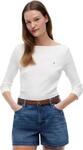 Tommy Hilfiger Damen Langarmshirt New Cody Slim U-Boot-Ausschnitt, Wei&szlig; (Nos Ecru),