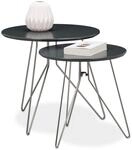 Relaxdays Beistelltisch 2er Set, Wohnzimmertische aus Holz, &Oslash;48/40 cm, grau 