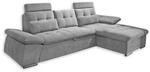 Stella Trading NALO Ecksofa mit Schlaffunktion, Stoffbezug Dunkelgrau -...