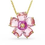 Swarovski Idyllia Halskette, Blume, Rosa, Goldlegierungsschicht