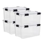 Iris Ohyama Luftdichte Kunststoff-Aufbewahrungsboxen mit Deckel, 50L, 4er-Set,