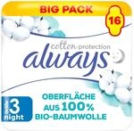 always Ultra Binde Gr&ouml;&szlig;e 3 Cotton Protection Night mit Fl&uuml;geln 16 St&uuml;ck
