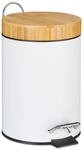 Relaxdays M&uuml;lleimer Bad, 3 l, Kosmetikeimer mit Absenkautomatik, Bambusdeckel,