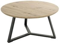 HAKU Couchtisch Eiche hell, schwarz, MDF, Metall - Ma&szlig;e: H 42 x &Oslash; 80 cm,...