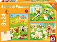 Schmidt 56518 Niedliche Haustiere, 3x24 Teile Kinderpuzzle