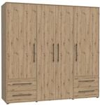 FORTE Jupiter Schrank 200 210, Kleiderschrank, Dreht&uuml;renschrank, 4-t&uuml;rig, mit 4