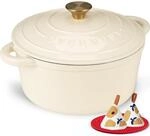 Overmont Br&auml;ter Emaille Gusseisen Topf - Schmortopf 26cm backofengeeignet - mit