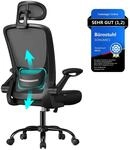 SONGMICS B&uuml;rostuhl ergonomisch, Drehstuhl mit Mesh, Lenden- und Kopfst&uuml;tze,