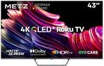 METZ Blue Roku TV, QLED 4K Smart TV 43 Zoll, 109cm, Fernseher mit Blendfreier