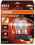 Osram NIGHT BREAKER 220, H11, +220% mehr Helligkeit, Halogen-Scheinwerferlampe,