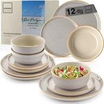 S&Auml;NGER Rio Perlgrau Tafelservice 12 teilig, Steingut Geschirr Set | 4...