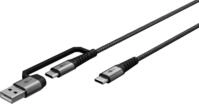 goobay 70277 2 in 1 USB C auf USB C und USB A Kabel/USB-Textilkabel max. 60W...