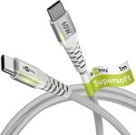 Goobay 70193 Schnellladekabel USB C 60W 20V / 1m / Extrem robustes Textilkabel / 480