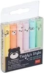 LEGAMI - Teddy's Style, 6er Set Mini Textmarker, 1x7,5 cm, Gelb, Pfirsich, Rosa,