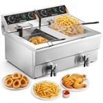 VEVOR Kommerzielle Fritteuse 2 x 8 L, Elektrische 3 kW Tischfritteuse mit...