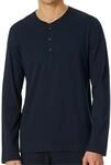 Schiesser Herren Schlafshirt Kurzarm mit Knopfleiste Bio-Baumwolle - Mix + Relax