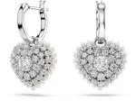 Swarovski Idyllia Ohrh&auml;nger, Wei&szlig;e und Rhodinierte Ohrringe mit Herz-Motiv und
